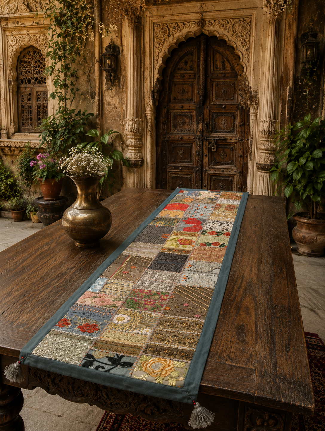 Handmade Rajasthan Tribal Table Runner & Wall Hanging – Luxury Ethnic Home Décor