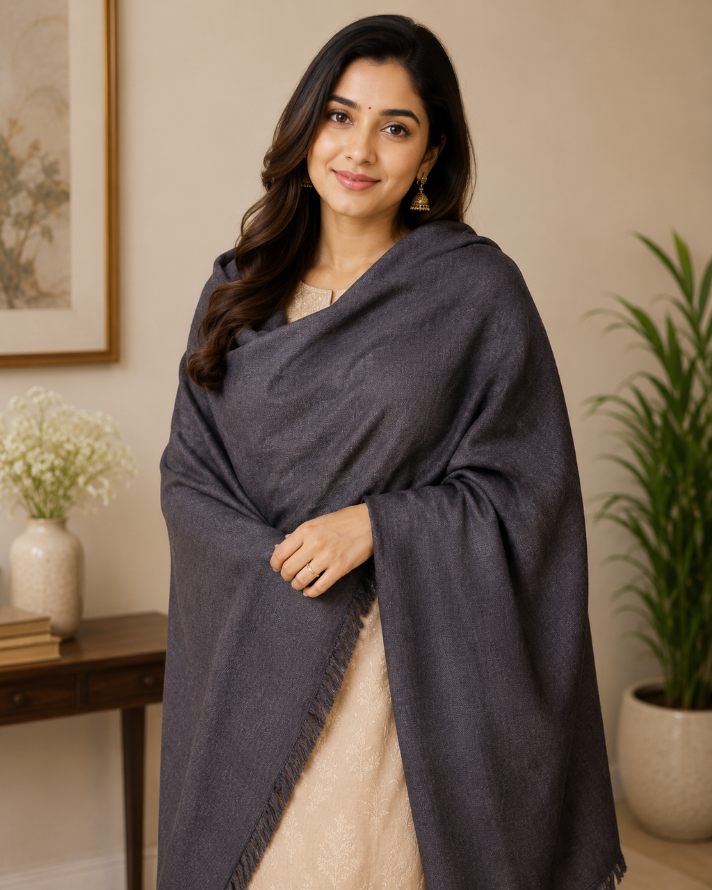 Royal Heritage Solid Pashmina Shawl for Women & Men – Luxury Handwoven Winter Shawl from Jaipur