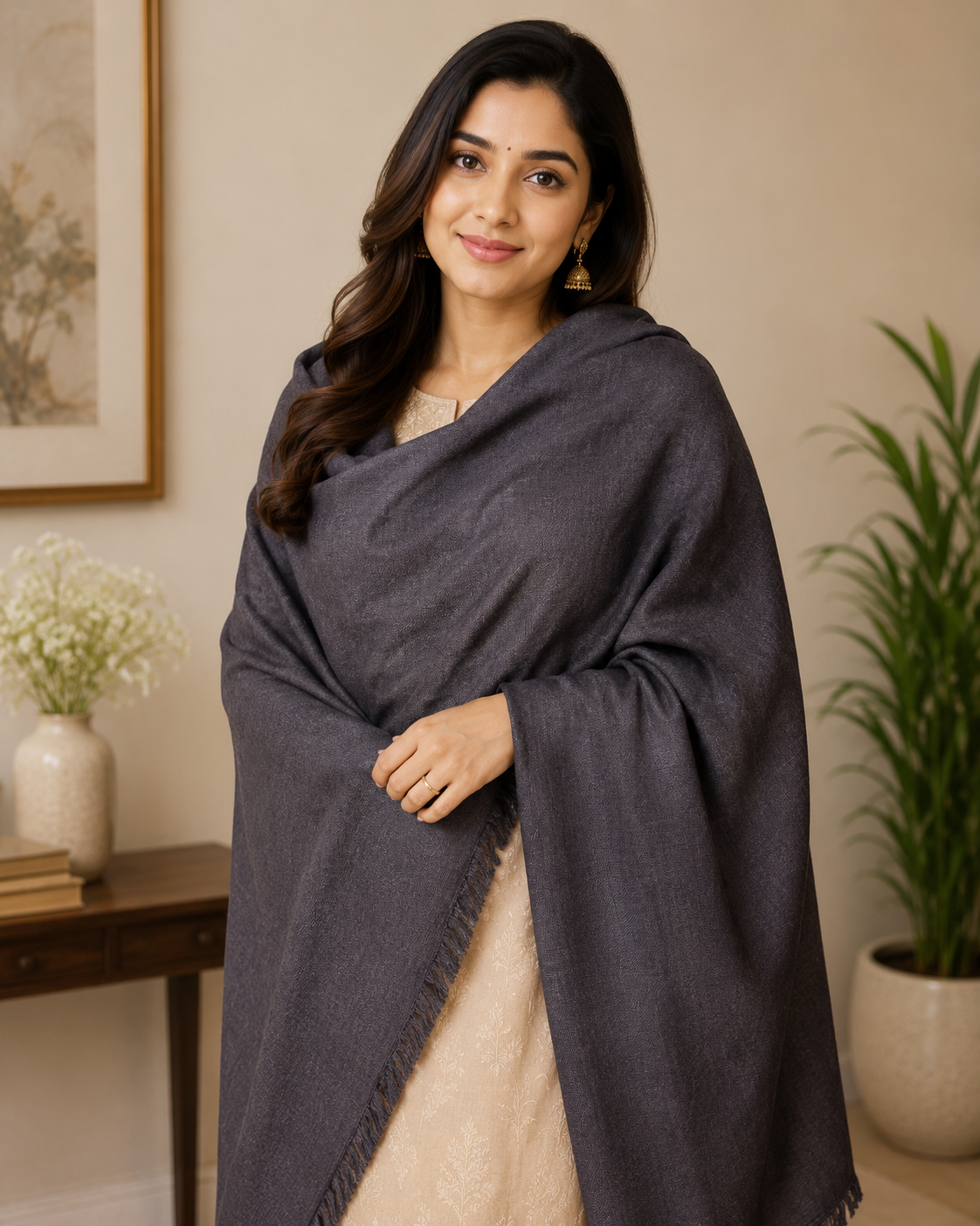 Royal Heritage Solid Pashmina Shawl for Women & Men – Luxury Handwoven Winter Shawl from Jaipur