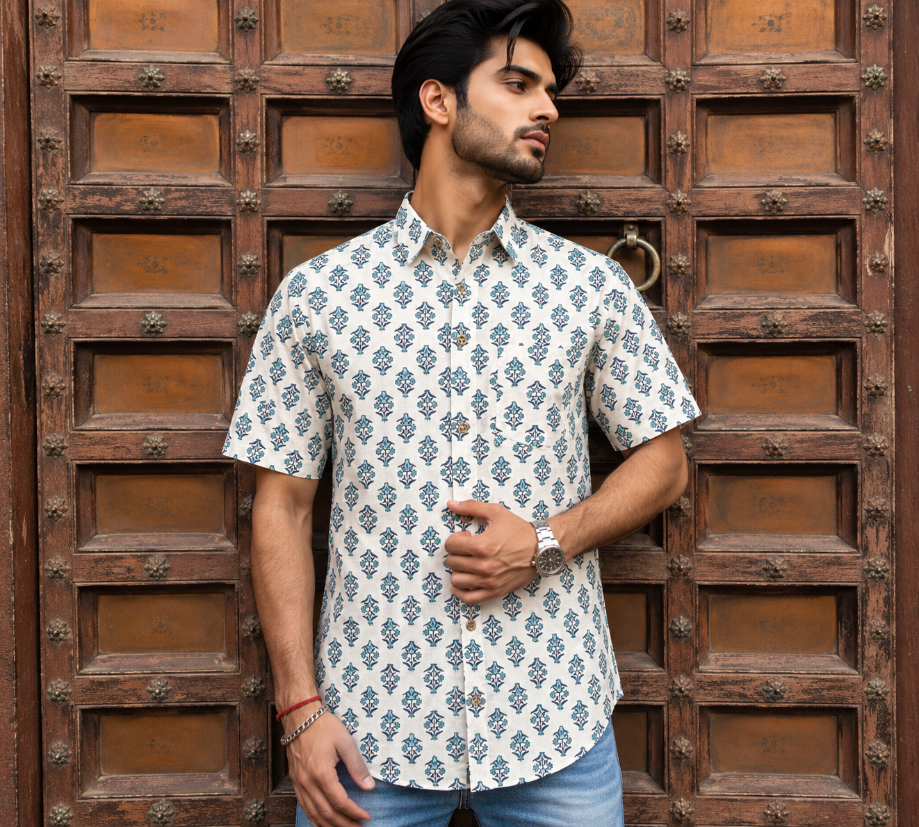 Royal Jaipur Block Print Cotton Shirt for Men – Premium Heritage Casual Wear