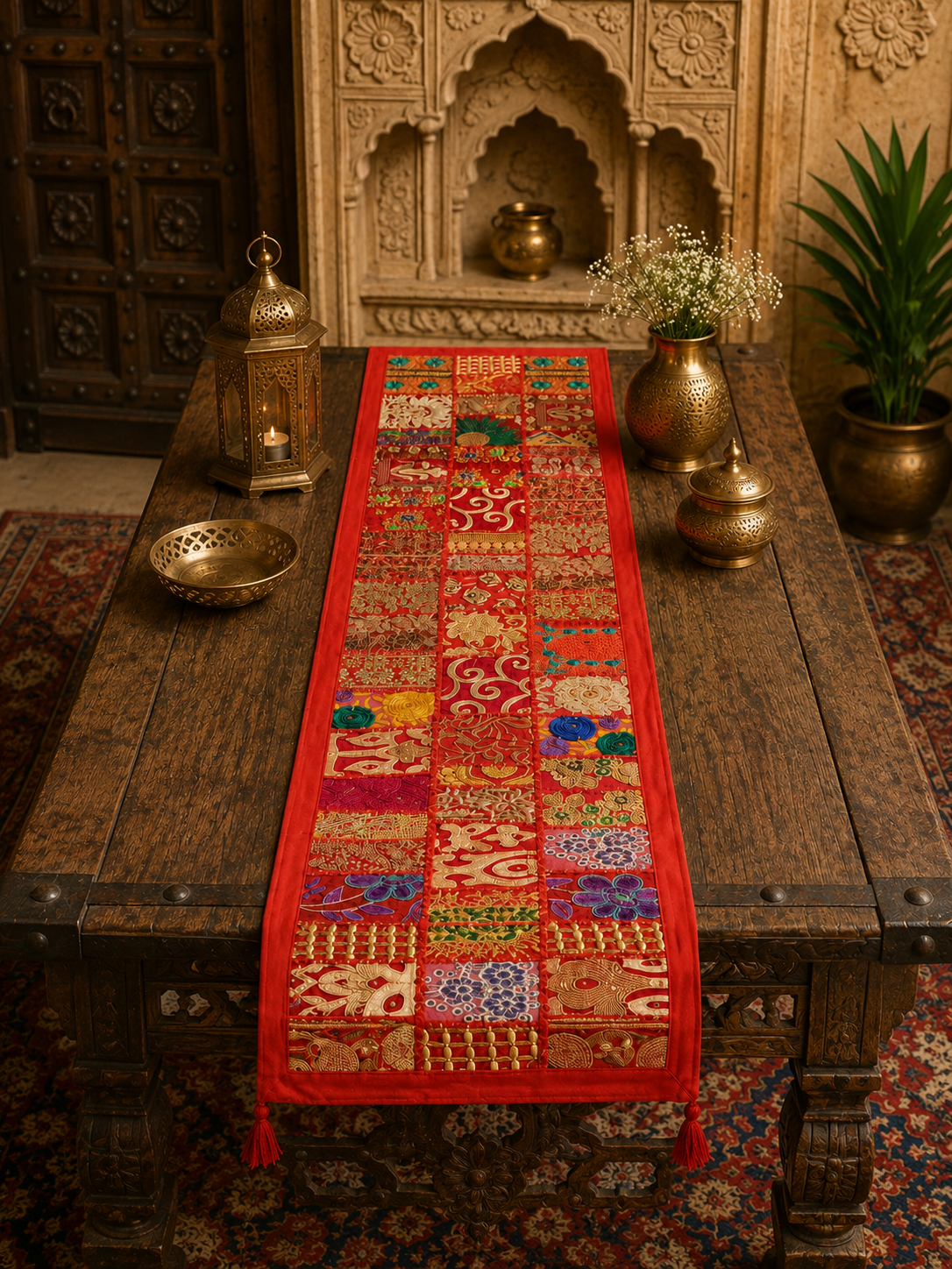 Handmade Rajasthan Tribal Table Runner & Wall Hanging – Luxury Ethnic Home Décor